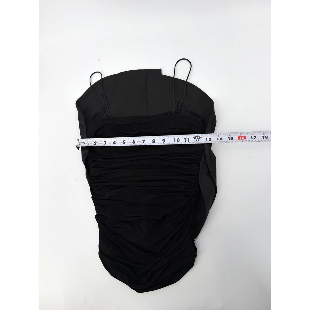 Magda Butrym x H&M Black 3D Flower Rosette Ruched Bustier Top Spaghetti Strap - Picture 6 of 8